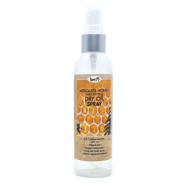 Soft, slightly sweet smelling dry oil spray will leave your skin feeling silky smooth. Made with certified organic jojoba oil and added SPF 15 to protect you from the sun!