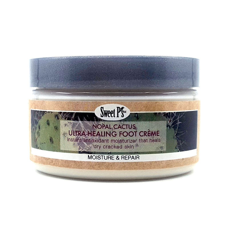Nopal Cactus ultra healing foot creme is made for dry cracked skin. It is infused with wild harvested creosote which contains natural skin healing properties  and is rich in antioxidants.